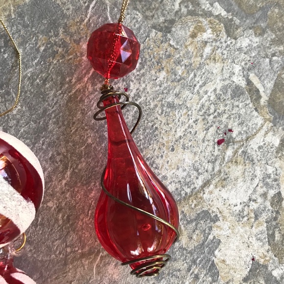 Set of 7 Glass Ornaments, Variety of Colors - Picture 6 of 7